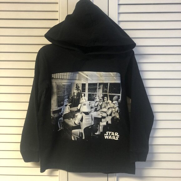 Star Wars Size 4 Black Hooded Long Sleeved Tee - Picture 1 of 4